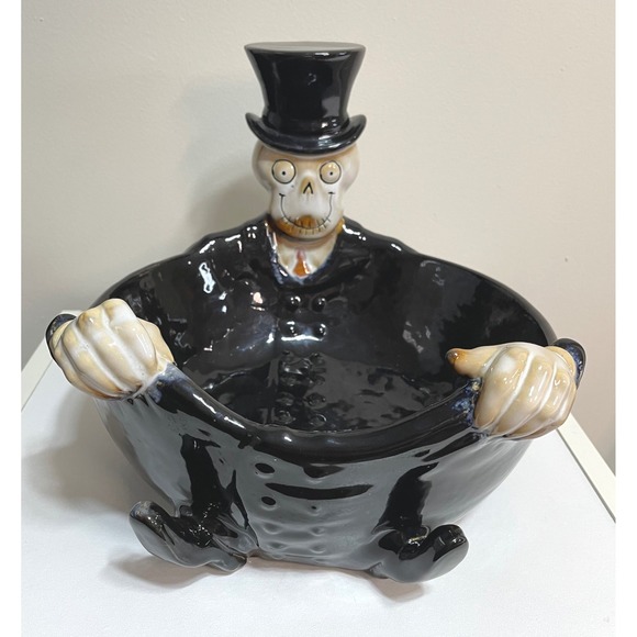 Yankee Candle Boney Bunch Skeleton Candy Bowl Top Hat Halloween Spooky Decor - Picture 1 of 6